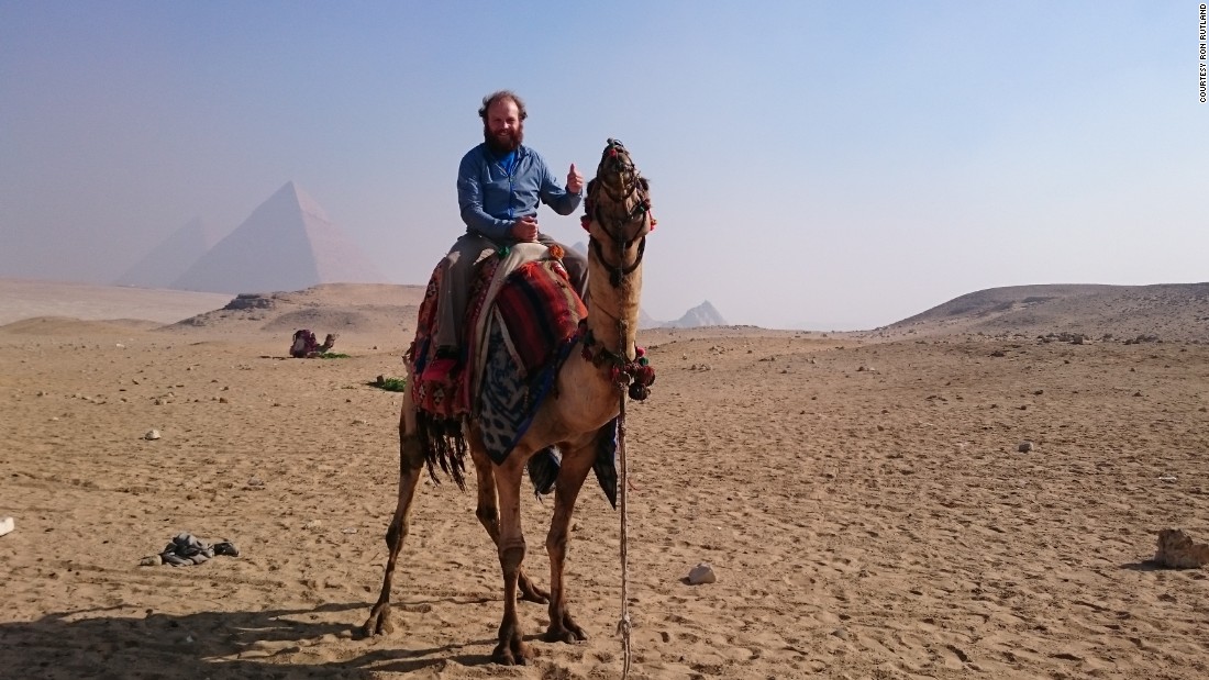 Rutland says he rested from the bike whenever he needed to, taking a few days off to ease the muscles. &quot;I was completely unfit when I started.&quot; Pictured, enjoying a camel ride in Egypt.  