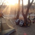 Tent and bike in Ugandan bush