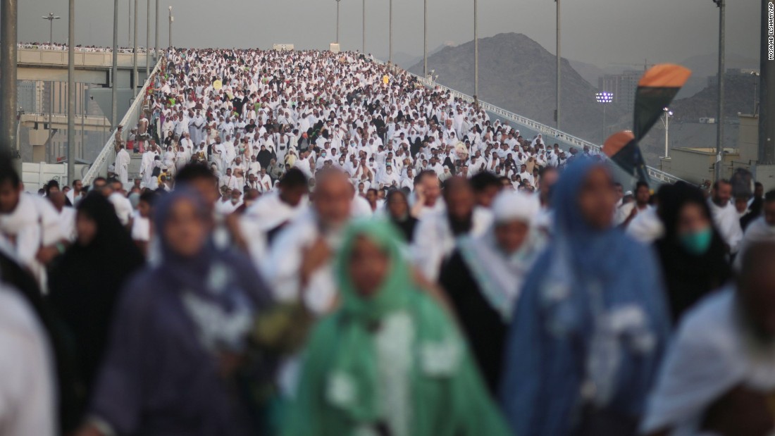 Muslim pilgrims make their way to cast stones at a pillar in the &quot;stoning the devil&quot; ritual Thursday, September 24, in Mina near Mecca, Saudi Arabia. At some point during this last rite of the annual Hajj, &lt;a href=&quot;http://www.cnn.com/2015/09/24/world/gallery/saudi-arabia-stampede/index.html&quot;&gt;a stampede occurred, killing and injuring hundreds&lt;/a&gt;. More than 2 million Muslims have been making the pilgrimage to the holy city of Mecca. The Hajj is one of the most celebrated events in the Islamic calendar.
