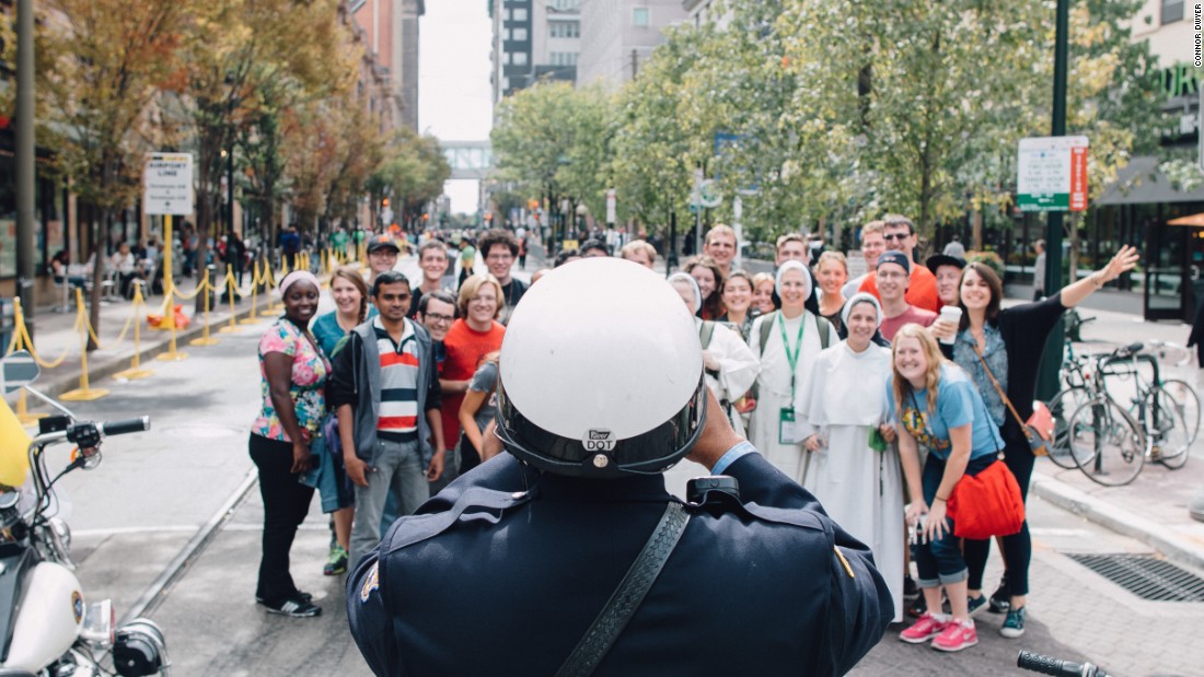 Dwyer said, &quot;The Philly police department had such a positive presence at the events. They worked long hours but said that we made it easy on them. This motorcycle officer stopped to take a group photo.&quot;