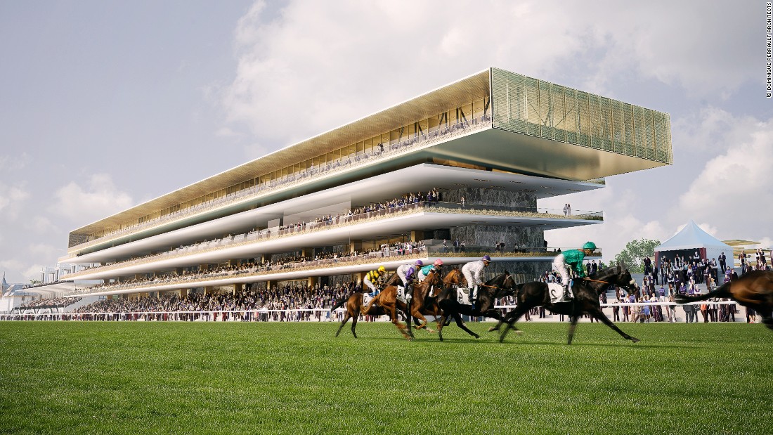 Paris&#39; Longchamp racecourse hosts one of the world&#39;s most famous horse races -- the Prix de l&#39;Arc de Triomphe. The site currently houses two huge grandstands -- side by side -- built in the 1960s. This computer-generated image (and the ones which follow) show how the new design will transform the site when completed. 