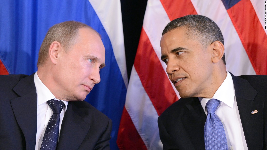 Obama listens to Putin after their bilateral meeting in Los Cabos, Mexico on June 18, 2012 on the sidelines of the G-20 summit. The meeting was the first time Obama and Putin held face-to-face talks since Putin returned to the president&#39;s office earlier that year.  Obama said he and Putin discussed the conflict in Syria and &quot;agreed that we need to see a cessation of the violence, that a political process has to be created to prevent civil war.&quot;