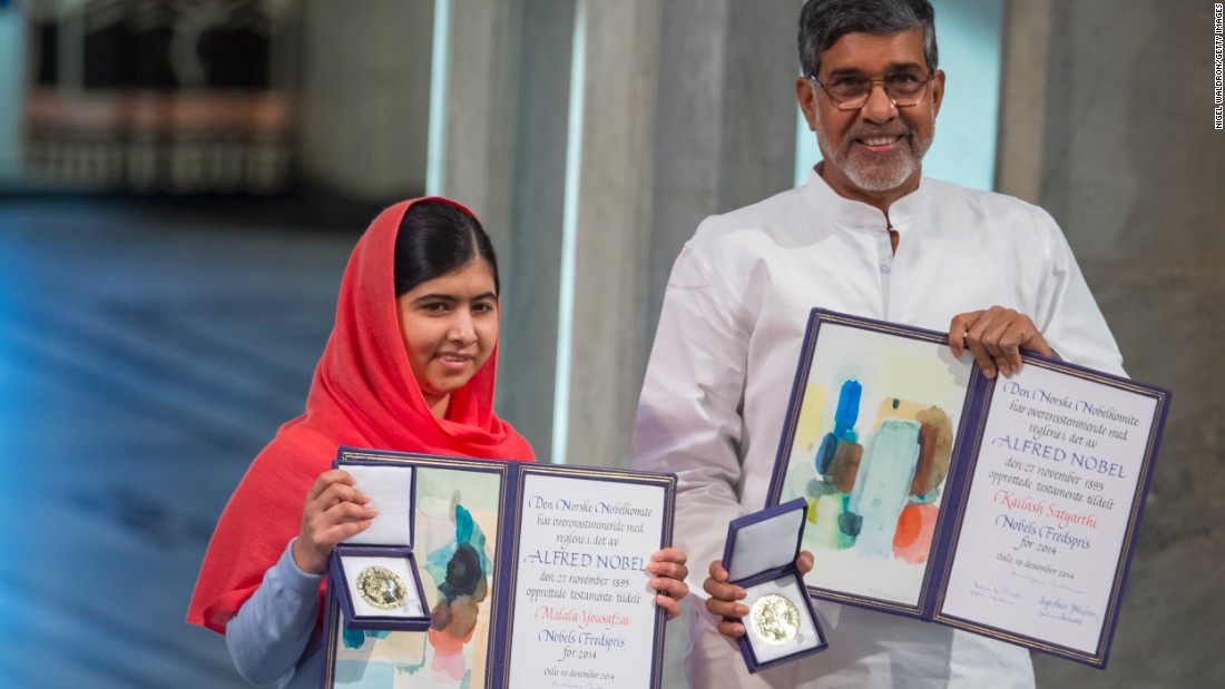 Malala Yousafzai split the 2014 Nobel Peace Prize with India&#39;s Kailash Satyarthi for their struggles against the suppression of children and for young people&#39;s rights. Yousafzai came to global attention after she was shot in the head by the Taliban in 2012 for her efforts to promote education for girls in Pakistan.