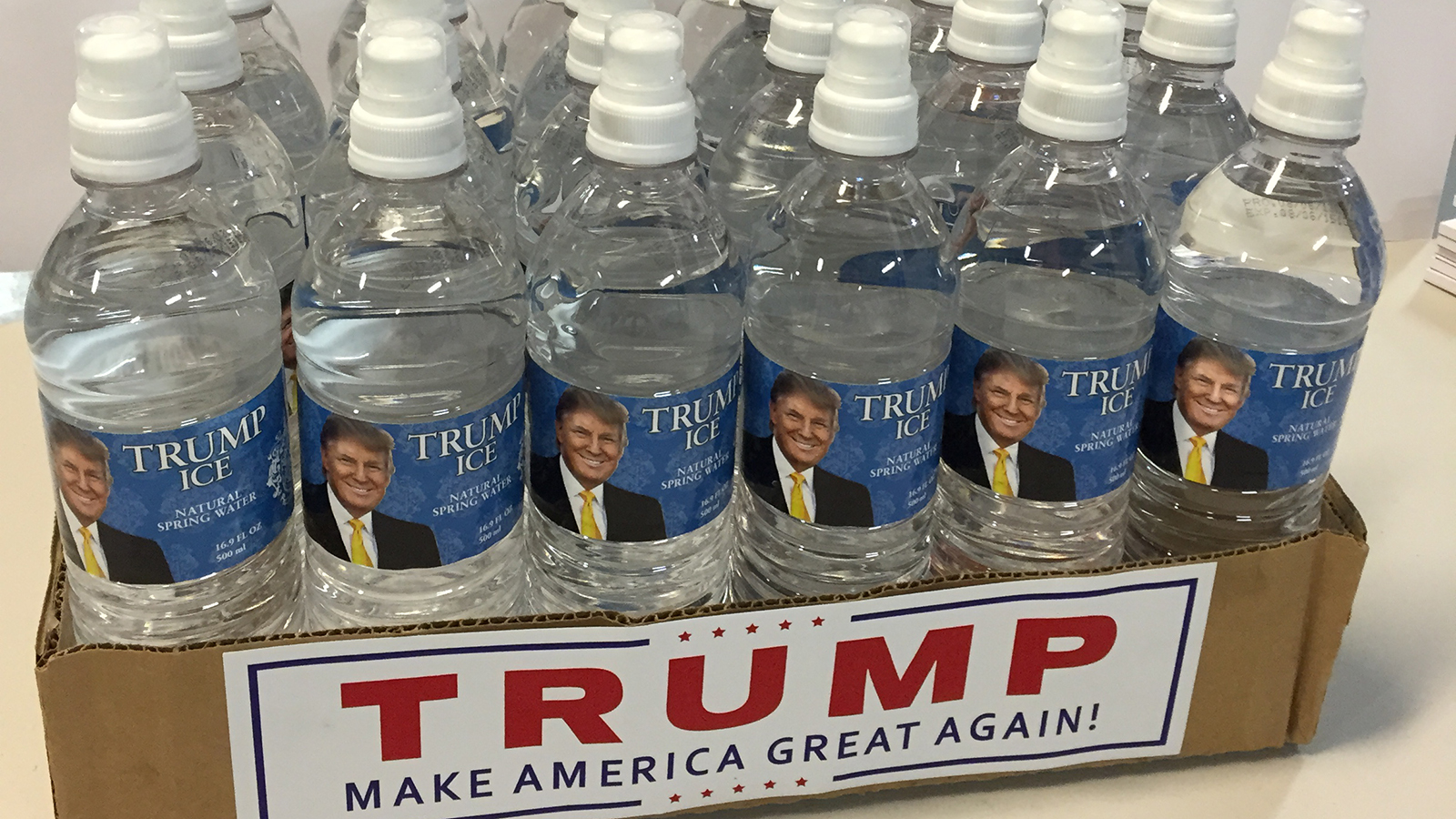 Image result for trump plastic water bottles drinking