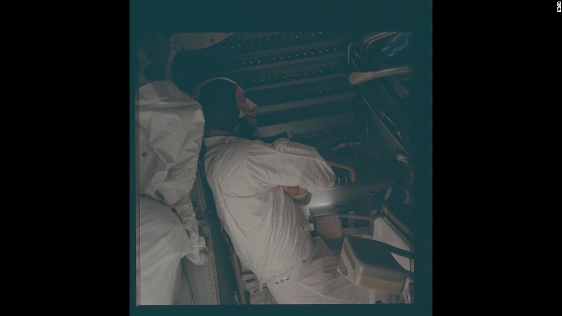 Lovell sleeps in the lunar module of Apollo 13.