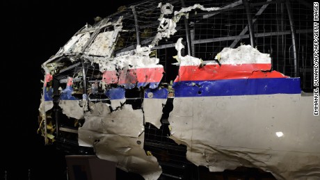 The wrecked cockipt of the Malaysia Airlines flight  MH17 is exhibited during a presentation of the final report on the cause of the its crash at the Gilze Rijen airbase October 13, 2015. Air crash investigators have concluded that Malaysia Airlines flight MH17 was shot down by a missile fired from rebel-held eastern Ukraine, sources close to the inquiry said today, triggering a swift Russian denial. The findings are likely to exacerbate the tensions between Russia and the West, as ties have strained over the Ukraine conflict and Moscow&#39;s entry into the Syrian war.   AFP PHOTO / EMMANUEL DUNAND        (Photo credit should read EMMANUEL DUNAND/AFP/Getty Images)