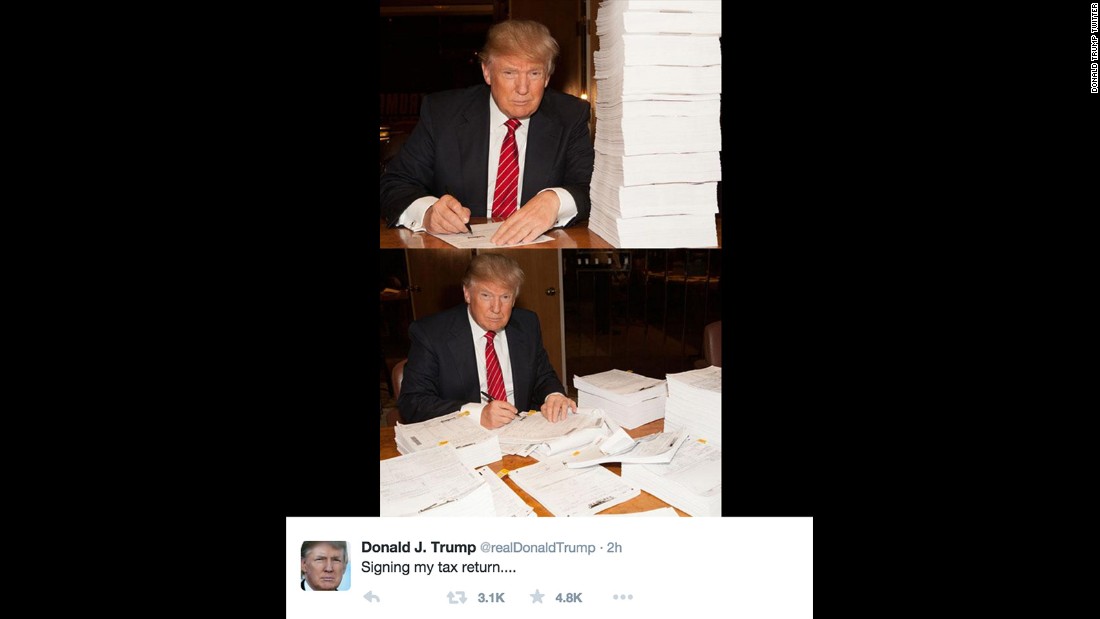 Donald Trump Tweets Photo Of Tax Returns Cnnpolitics 1669