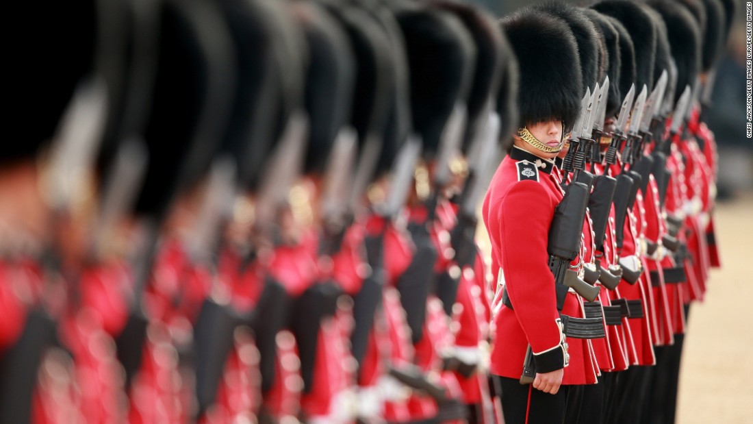 Household Cavalry stand at attention ahead of the welcome ceremony.