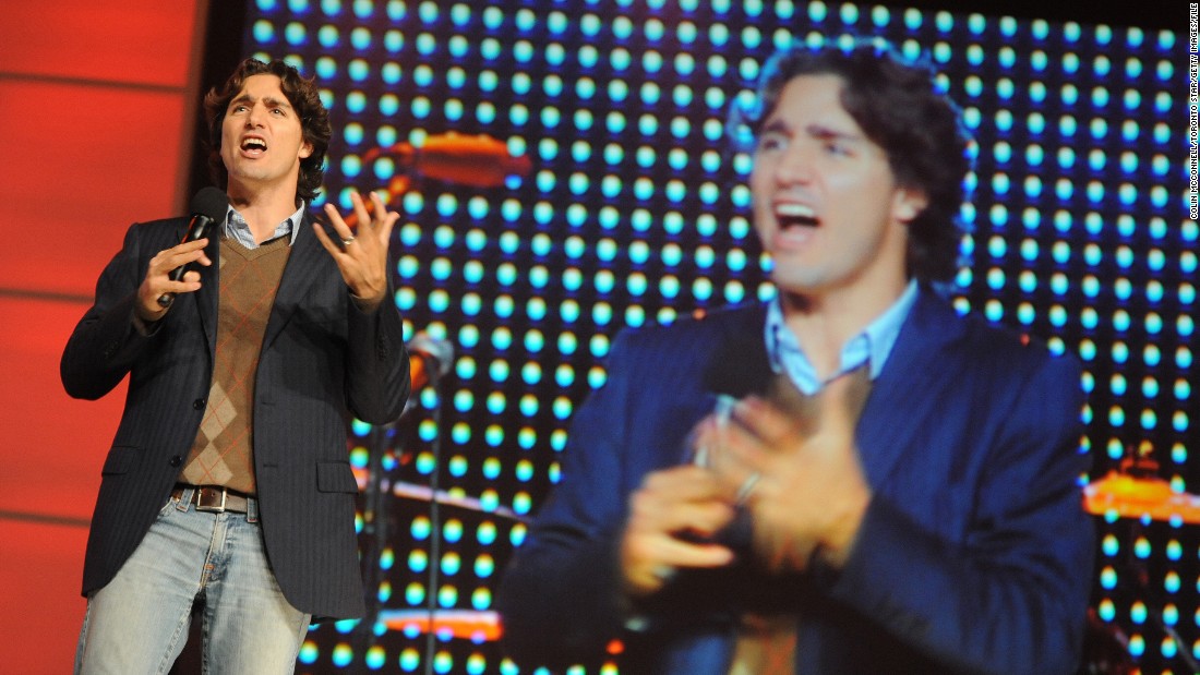 Trudeau addresses youths at Free the Children&#39;s National Me to We Day event in Toronto in October 2008. The annual event aims to empower young people to make a difference in their communities.