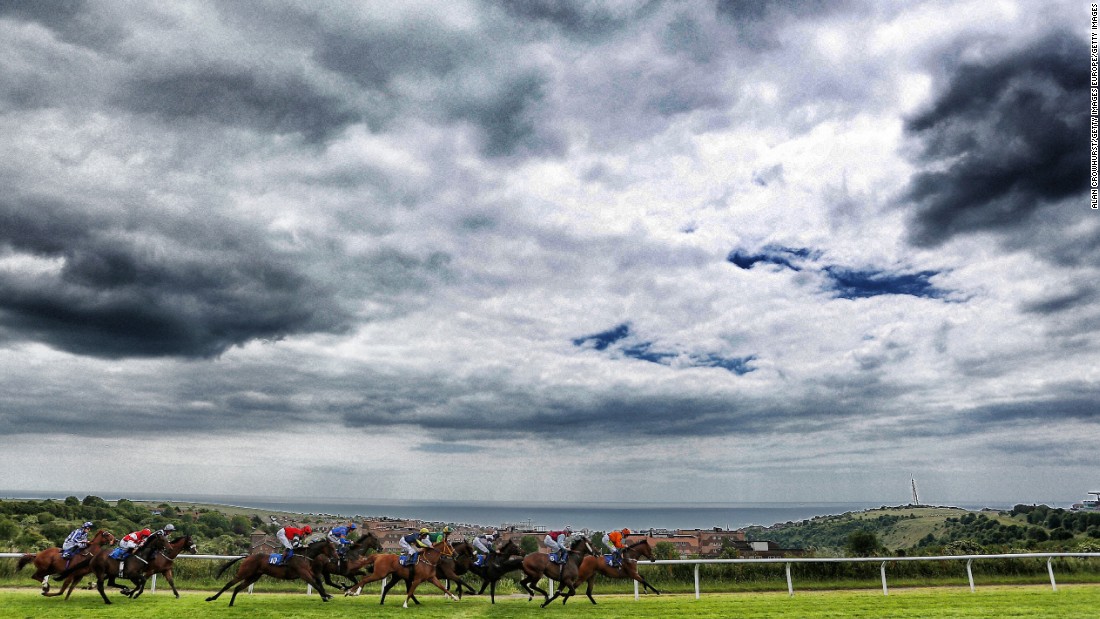 Its not just horses you get to watch at Brighton racecourse -- you also get to see the English Channel.