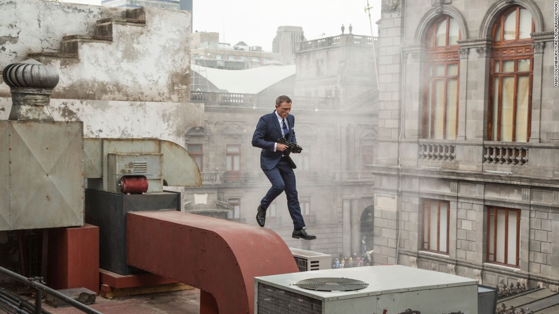The latest James Bond film &quot;Spectre&quot; opened with a stunning sequence set in Mexico City, including this rooftop run by actor Daniel Craig.