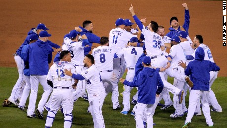 The Kansas City Royals celebrate their second-straight ALCS triumph.