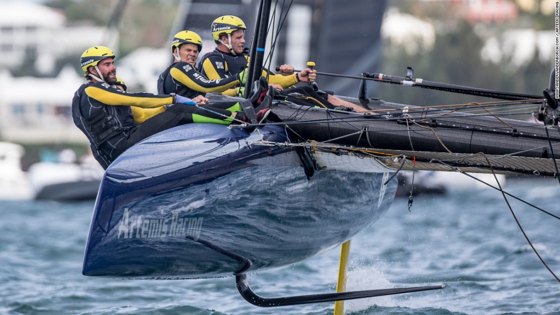 The head-on crash would have been in excess of 25 knots (28 mph). &quot;At that point we couldn&#39;t go anywhere,&quot; Artemis Racing skipper Nathan Outteridge told the America&#39;s Cup website. &quot;He went straight between our bows but thankfully nobody was hurt. There was a serious amount of damage to our boat though.&quot;