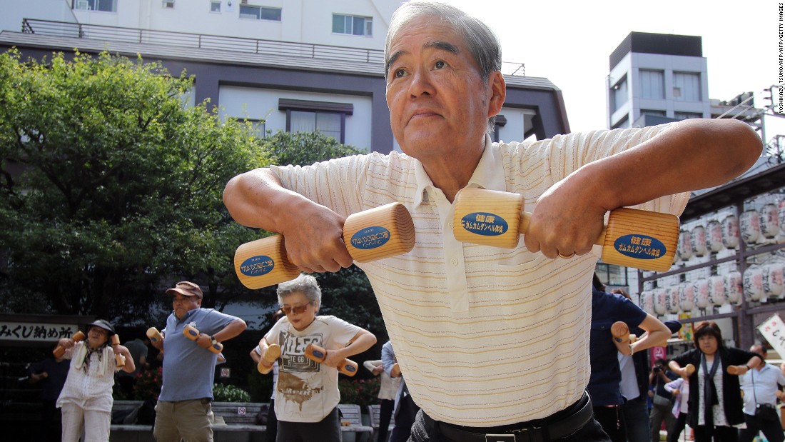 Japan has the longest-living population in the world, with the average 60-year-old going on to live until age 86. Experts say this is due to good diets, active lifestyles and supportive family structure. 