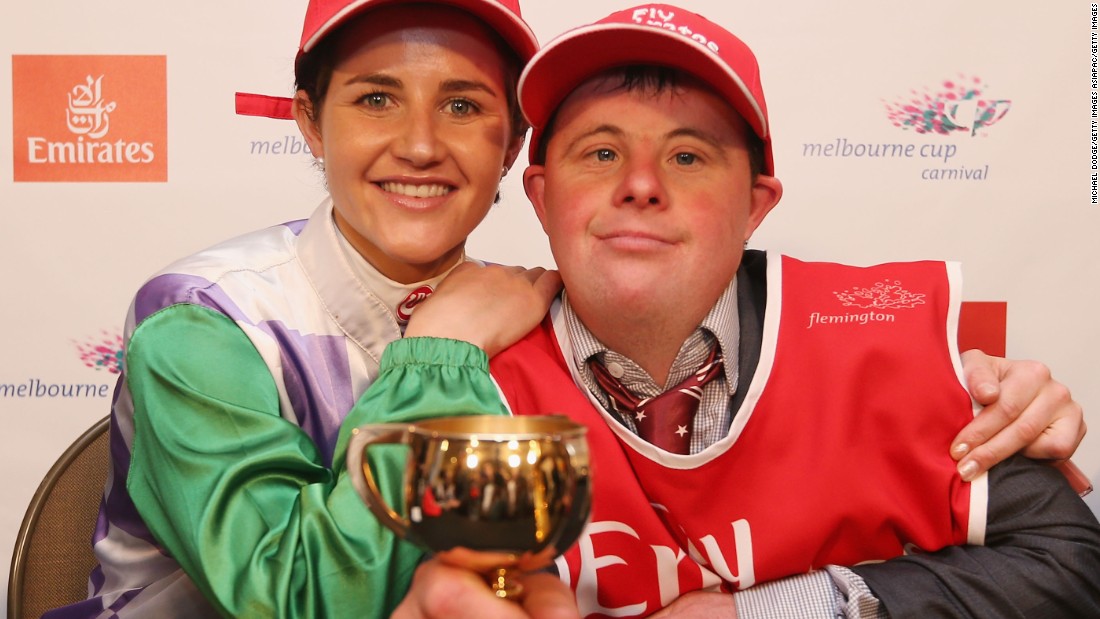 Payne celebrated her triumph with brother Stevie, who has Down syndrome. Stevie works as her strapper. 