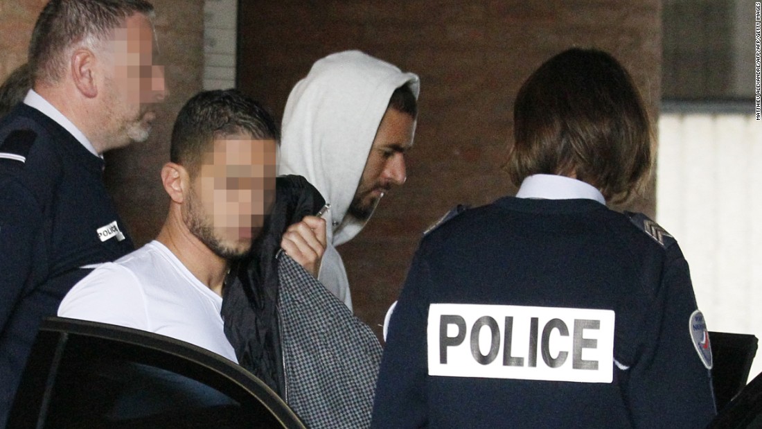 Benzema is pictured leaving the court house in Versailles, near Paris on November 5.