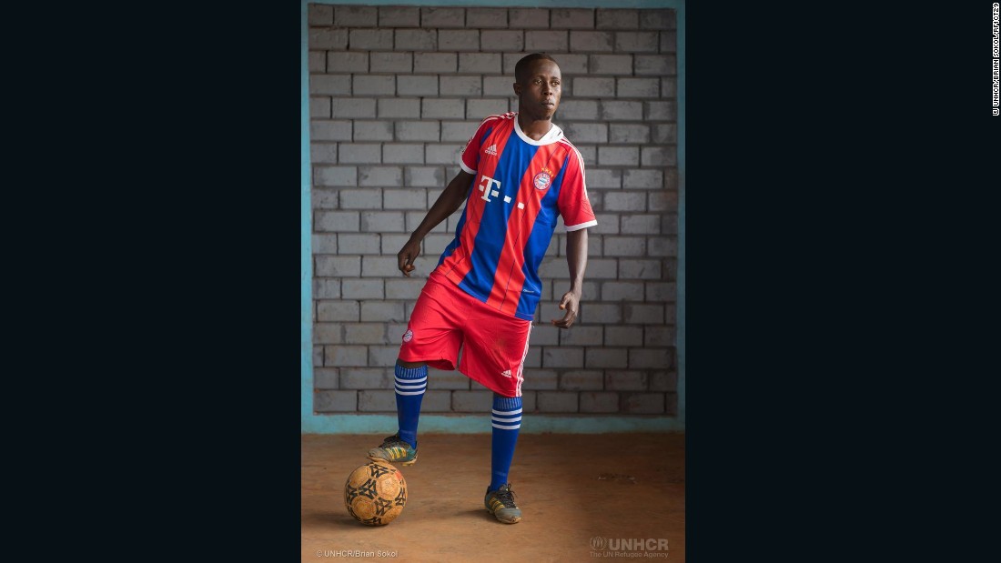 Teddy Gossengha, 23, was once the youngest player on the CAR junior national soccer team, and then played for professional clubs in Bangui -- first Tempete Mocaf, then ASOPT -- before fleeing violence two years ago. 