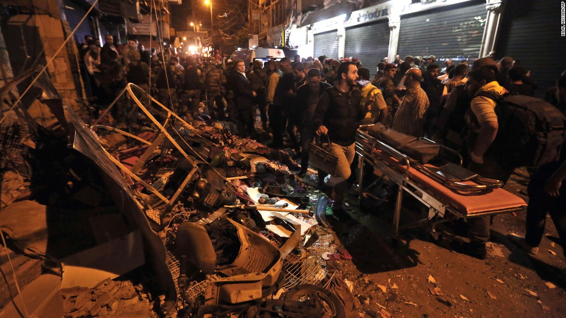 Emergency personnel and civilians gather at the site of a &lt;a href=&quot;http://www.cnn.com/2015/11/16/middleeast/beirut-explosions/&quot; target=&quot;_blank&quot;&gt;twin suicide bombing&lt;/a&gt; in Beirut, Lebanon, on Thursday, November 12. The bombings killed at least 43 people and wounded more than 200 more. ISIS appeared to claim responsibility in a statement posted on social media.