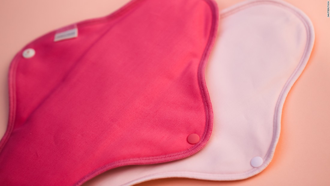 Reusable cloth pads are typically held in place by a snap and can be washed between uses.