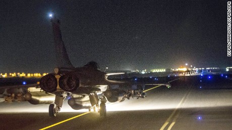 French jets bomb Syria in the ISIS stronghold of Raqqa