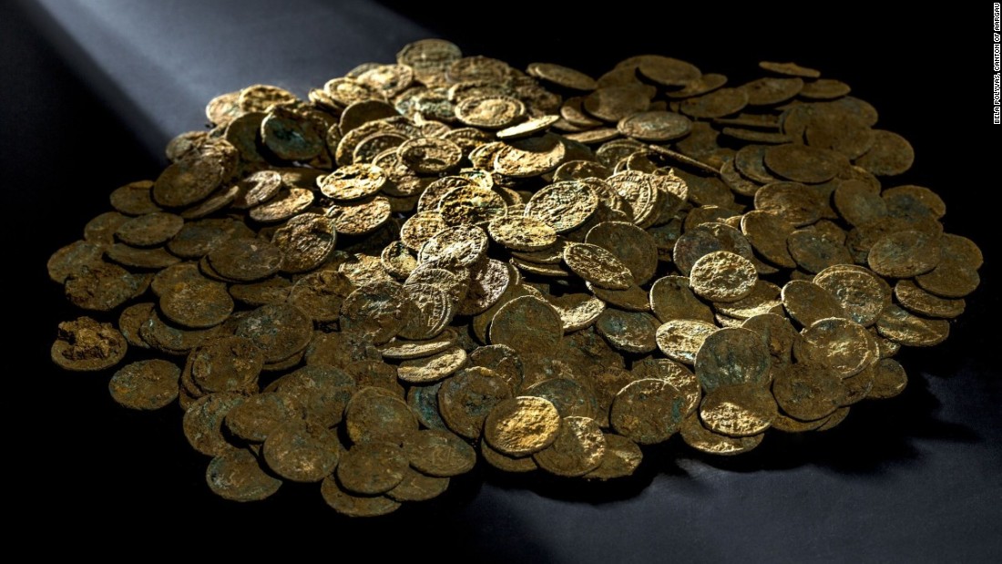 In January 2016, over 4,000 Roman coins were &lt;a href=&quot;http://edition.cnn.com/2015/11/20/luxury/roman-coins-switzerland-farmer/&quot;&gt;discovered&lt;/a&gt; by a fruit and vegetable farmer on a molehill in his cherry orchard in Switzerland. 