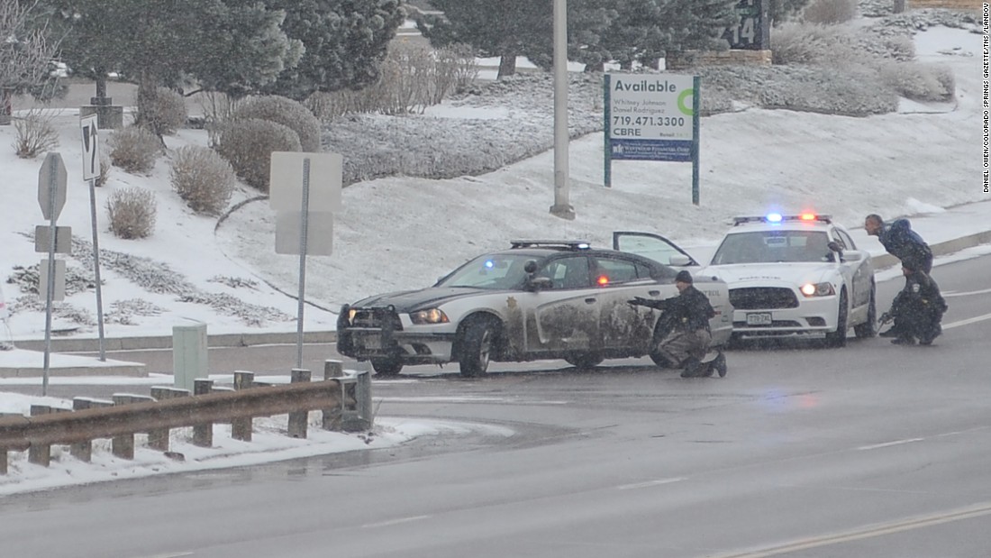 Police officers respond to the scene.