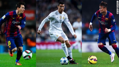 Ballon d&#39;Or: Messi, Ronaldo and Neymar shortlisted