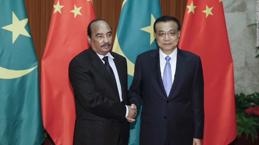 Mauritania&#39;s President Mohamed Ould Abdel Aziz shakes hands with Chinese Premier Li Keqiang in Beijing in September, 2015. Mauritania has seen significant investment from China, particularly in the important Nouakchott Port. The relationship has endured despite frequent political instability in Mauritania.  