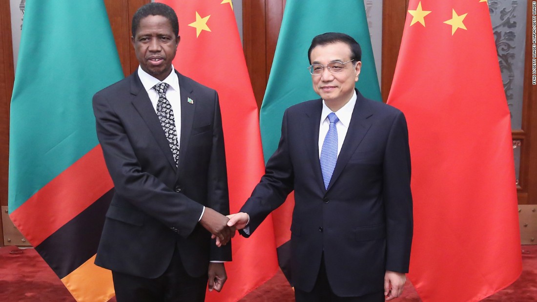 Chinese Premier Li Keqiang shakes hands with Zambia&#39;s President Edgar Chagwa Lungu in March, 2015 in Beijing. China has been a huge consumer of Zambia&#39;s copper exports.
