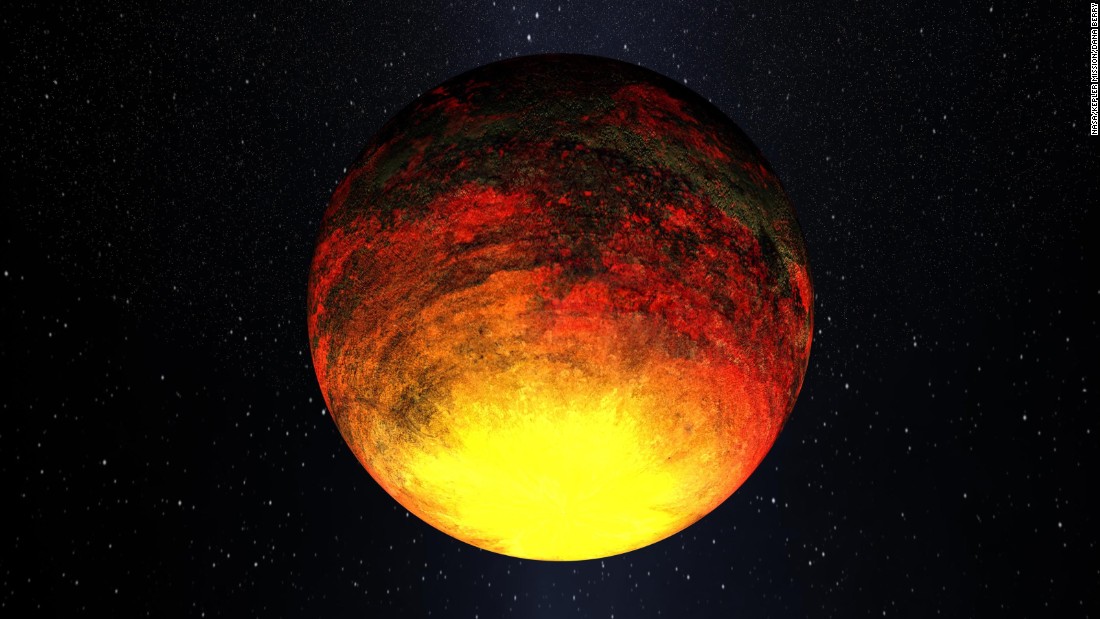 Kepler-10b orbits at a distance more than 20 times closer to its star than Mercury is to our own sun. Daytime temperatures exceed 1,300 degrees Celsius (2,500 degrees Fahrenheit), which is hotter than lava flows on Earth. 