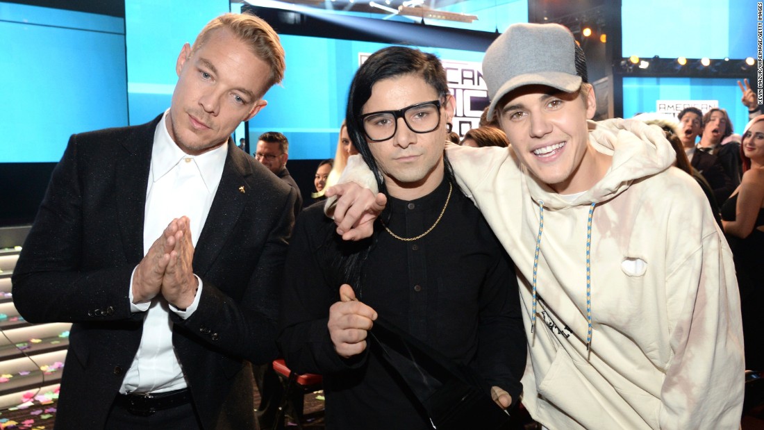 Diplo, left, Skrillex, center, and Justin Bieber are nominated for best dance recording for Bieber&#39;s single &quot;Where Are Ü Now.&quot; &quot;We&#39;re All We Need&quot; by Above &amp;amp; Beyond featuring Zoë Johnston, &quot;Go&quot; by the Chemical Brothers, &quot;Never Catch Me&quot; by Flying Lotus featuring Kendrick Lamar and &quot;Runaway (U &amp;amp; I)&quot; by Galantis are also nominated. &lt;br /&gt;