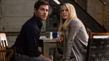 David Giuntoli (left) as Nick Burkhardt and Claire Coffee (right) as Adalind Schade are shown in a scene from &quot;Grimm.&quot;