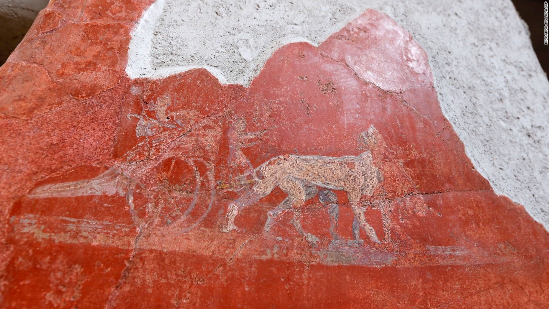 A detail of graffiti inside the Fullonica di Stephan&#39;s in Pompeii.