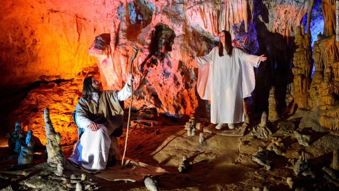 Amateur actors perform during a live nativity scene in Postojna Cave in Postojna, Slovenia, on Christmas Day. Some 500 performers participated in the biggest live nativity scene in the cave.