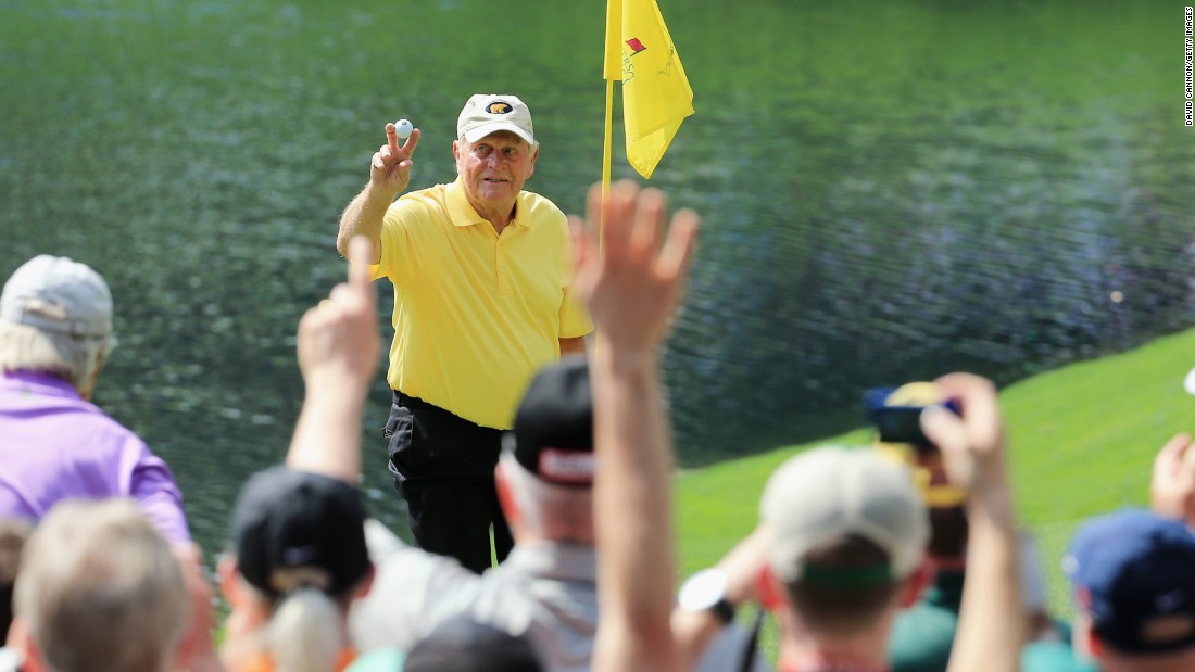 Aged 75, Nicklaus celebrated a hole-in-one during the Par 3 tournament at the 2015 Masters, the 21st of his professional career but first at Augusta.  