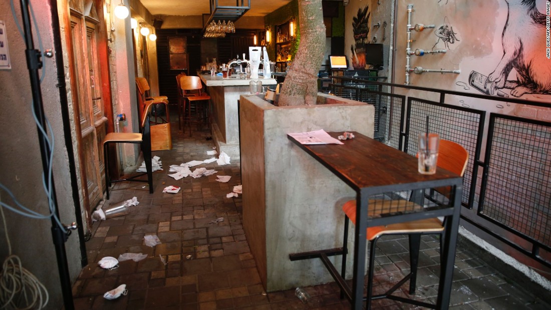 The inside of the pub is seen after the shooting.