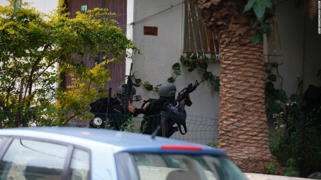 Israeli security forces search for the suspect.