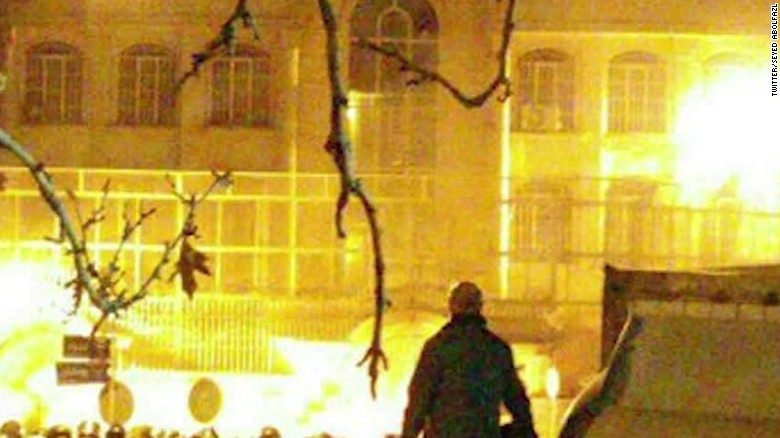 Fiery protests erupt at Saudi embassy in Tehran