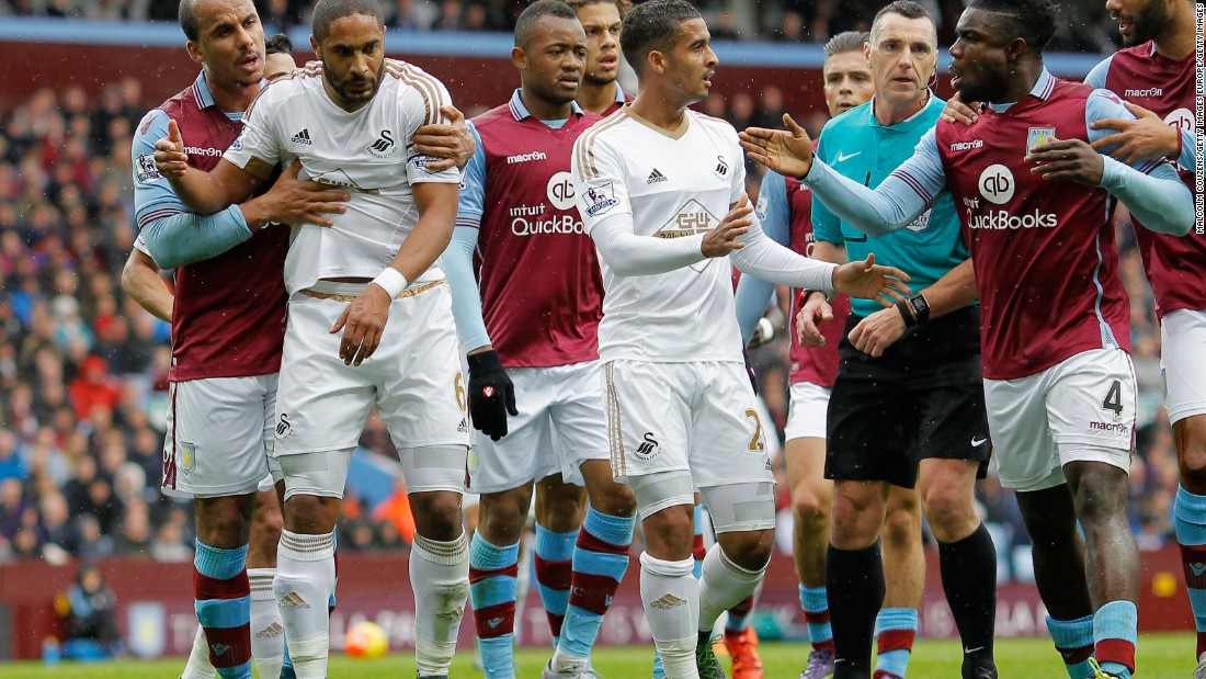With points in short supply, tempers have frayed. In this image, players separate Richards and Swansea&#39;s Ashley Williams during Villa&#39;s October defeat. 