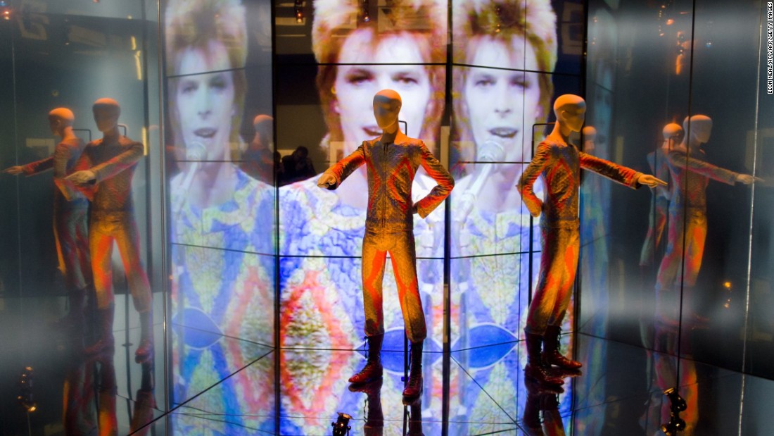 Bowie wore this &quot;Starman&quot; costume for his appearance in &quot;Top of the Pops&quot; in 1972. It was featured in the &quot;David Bowie is&quot; exhibition in Victoria and Albert (V&amp;amp;A) Museum in London in 2013. It is one of 300 objects from the exhibit. 