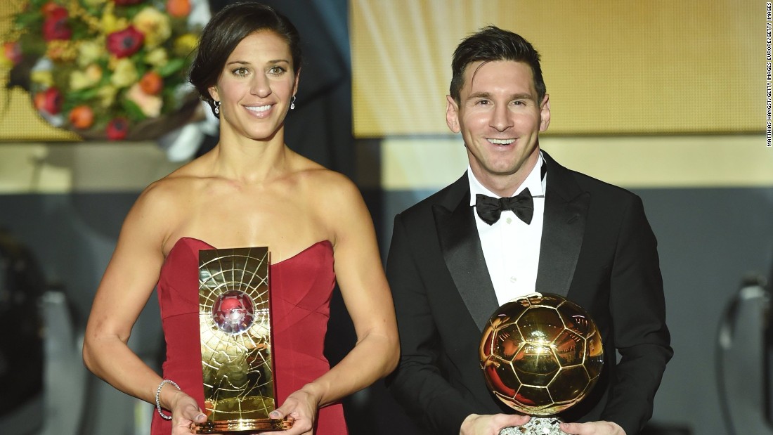 Carli Lloyd and Lionel Messi were named the world&#39;s best footballers at the FIFA Ballon d&#39;Or Gala 2015.