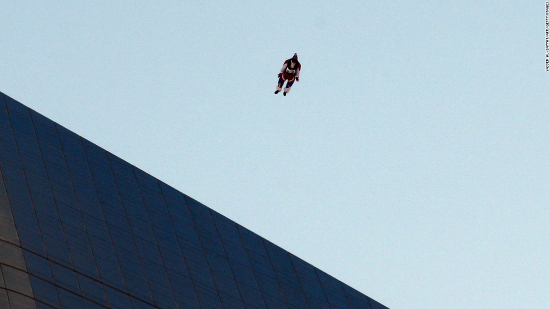 Australian Chris McDougall jumps from the top of Al Hamra Tower&lt;strong&gt; &lt;/strong&gt;-- approximately 1,355 feet high --&lt;strong&gt; &lt;/strong&gt;in March 2013.