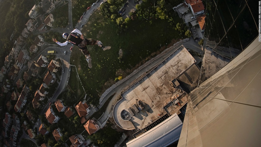 Cedric Dumont jumps off the Avaz Twist Tower in August 2008, shortly after its construction that same year.