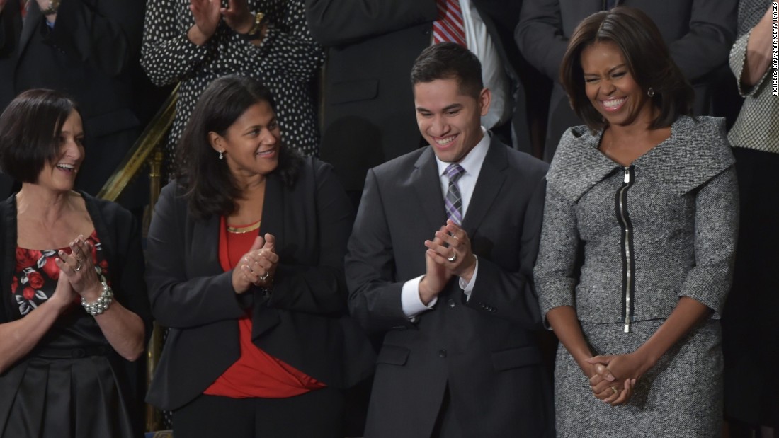 The first lady chose &lt;a href=&quot;http://www.huffingtonpost.com/2015/01/20/michelle-obama-state-of-the-union-dress-2015_n_6509516.html&quot; target=&quot;_blank&quot;&gt;this Michael Kors tweed skirt suit&lt;/a&gt; for the 2015 State of the Union address. 