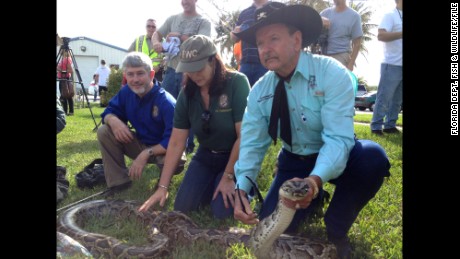 Florida Dept. Fish &amp; Wildlife officials at the Python Challenge in 2013