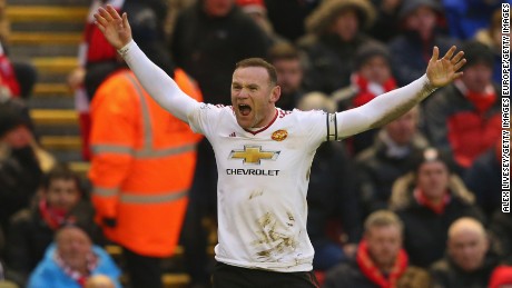 Rooney celebrates after scoring the winning goal for Manchester United during Sunday&#39;s English Premier League stand off against Liverpool, reaching a record-breaking 176 goals for the club.