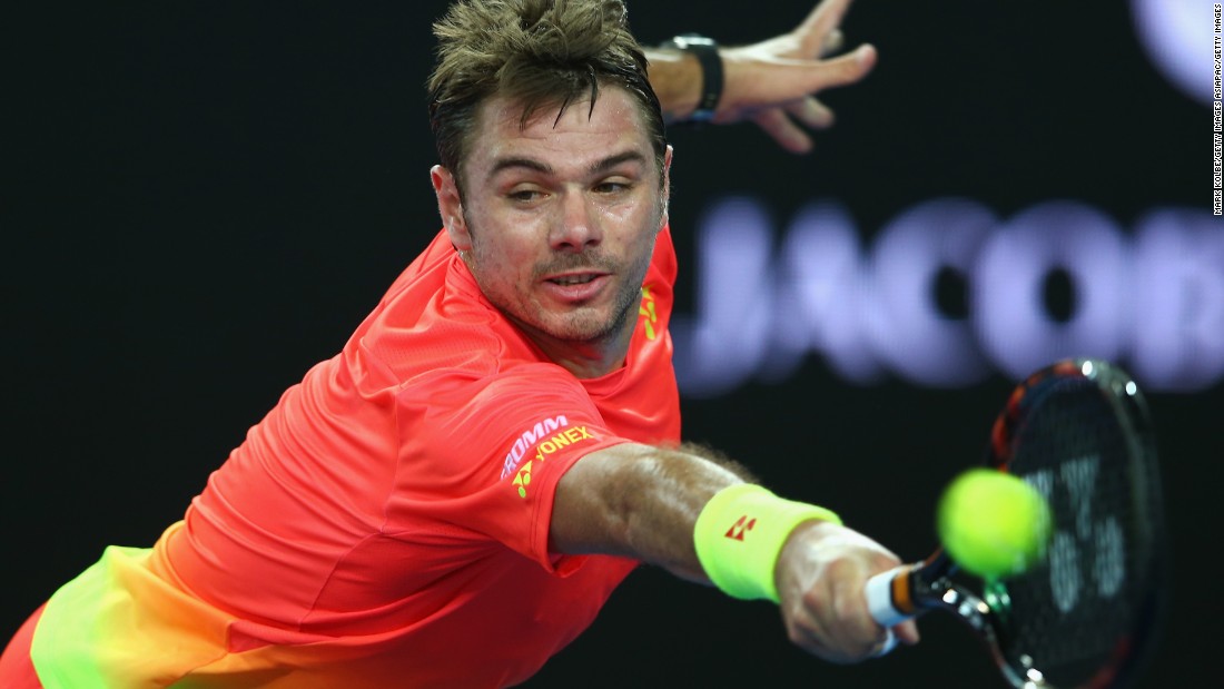 Switzerland&#39;s Stan Wawrinka, the 2014 Australian Open winner, advanced to the next round after his opponent Dmitry Tursunov was forced into early retirement through injury, 