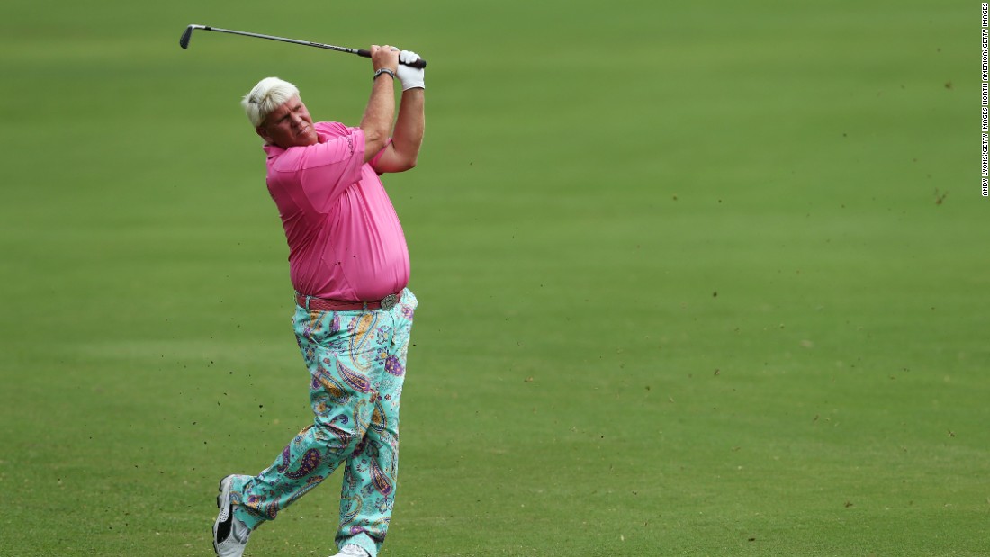 John Daly is still pushing the envelope with sartorial swagger. Still, makes a change from the ubiquitous beige chinos.