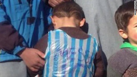 Young Lionel Messi fan wearing plastic bag jersey found