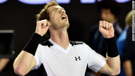 Britain&#39;s Andy Murray celebrates victory during his men&#39;s singles match against Spain&#39;s David Ferrer.